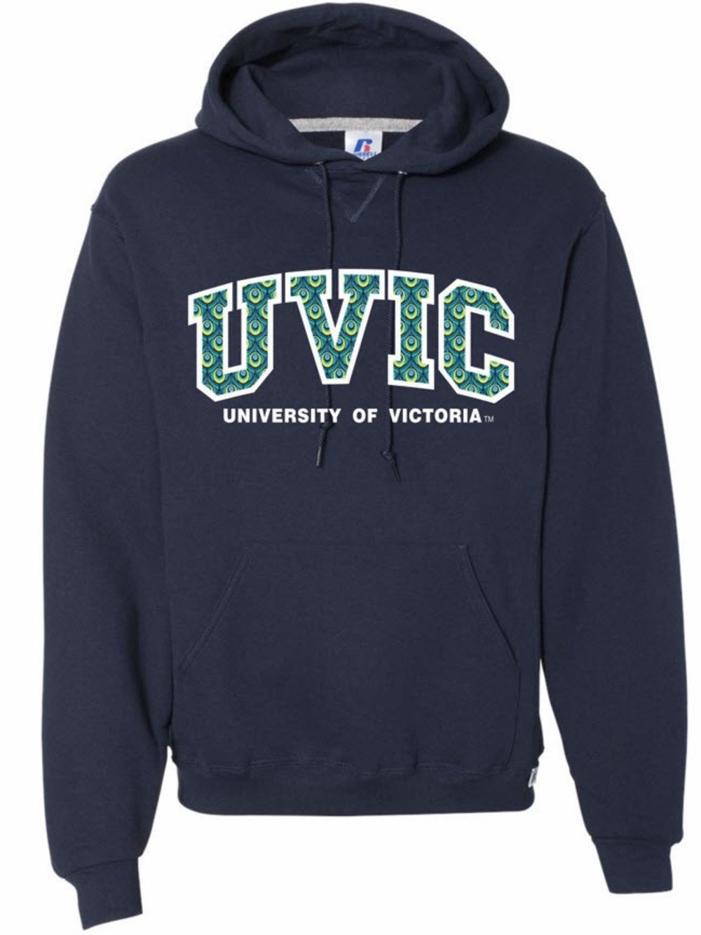 Russell Athletic UVic Classic Logo Hoodie w/Peacock pattern